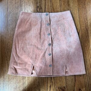 Obey Dusty Rose Suede Button-Front Mini Skirt